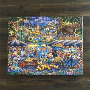 Thomas Kinkade Studios Disney Mickey & Friends Painting in Paris 11x14 Canvas